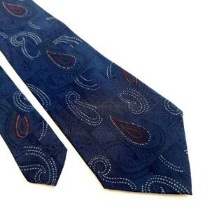 Lanvin‎ Paisley Print Blue Short Silk Tie
